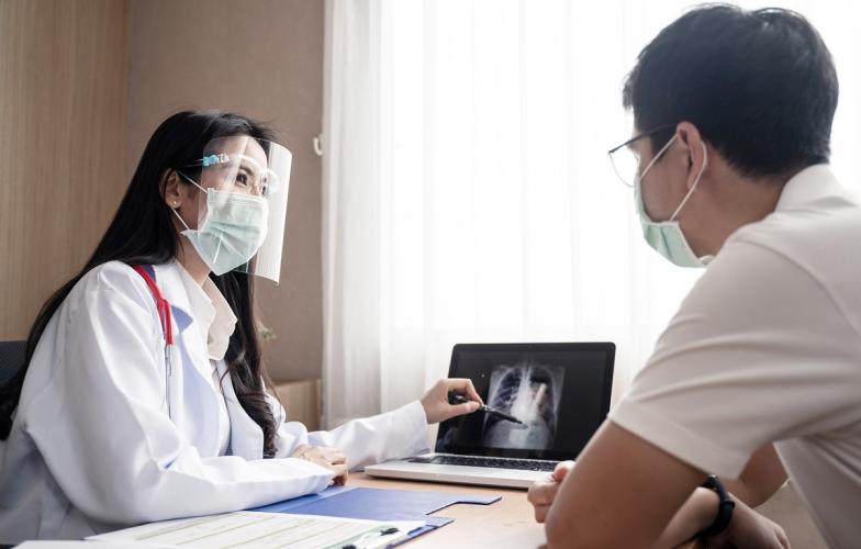 Doctor and patient with mask