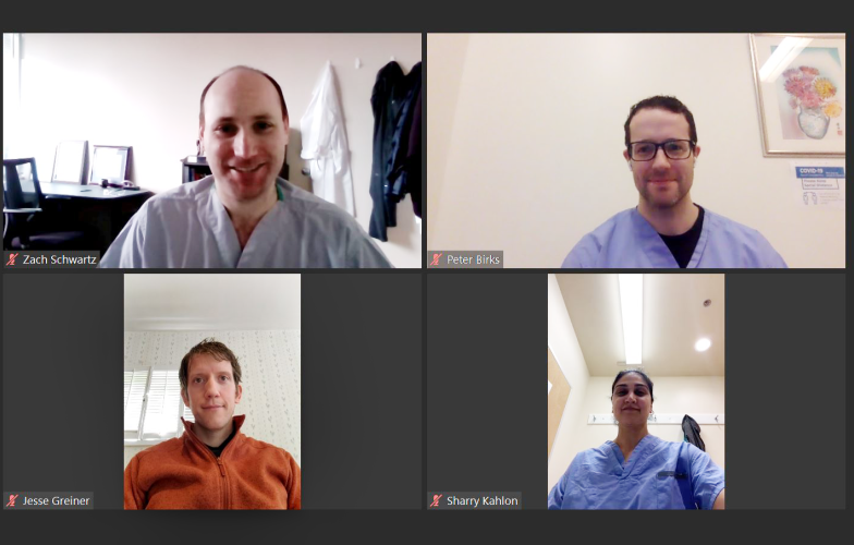 Clockwise – Dr Zachary Schwartz, Dr Sharry Kahlon, Dr Peter Birks, Dr Jesse Greiner 