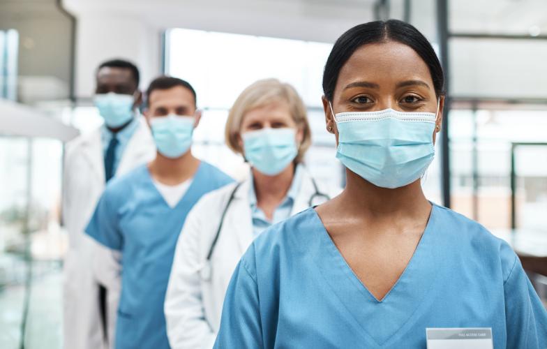 Doctors standing together united 