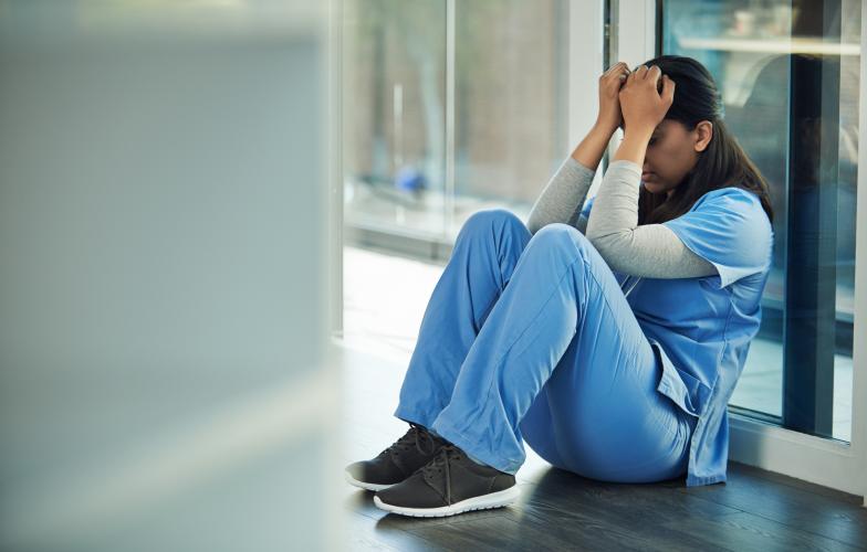 Female doctors upset and stressed 