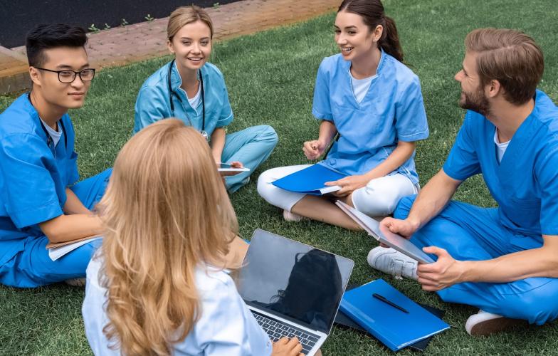 A group of medical residents speaking 