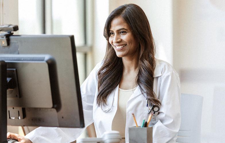 Woman working on computer