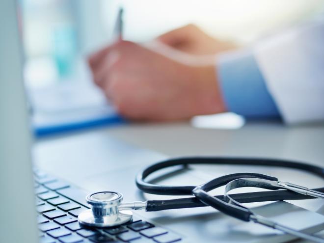 Physician with laptop