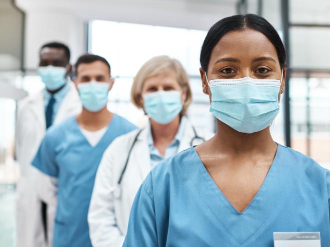 Doctors standing together united 