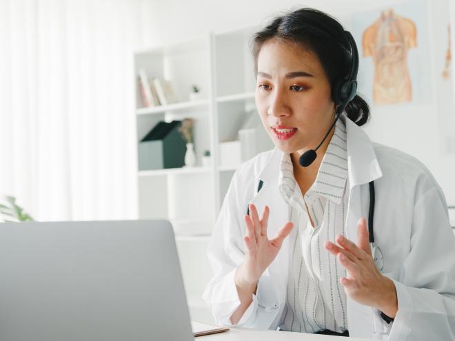 Female doctor providing virtual care 