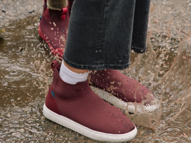 Vessi Footwear waterproof shoes in puddle