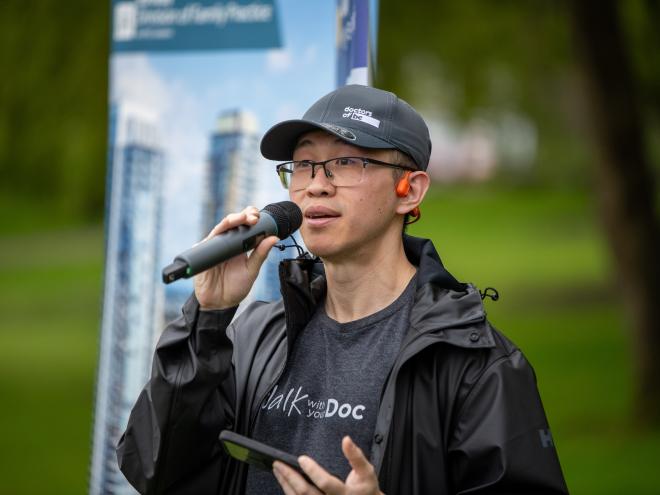 Dr Dai speaking at Walk With Your Doc event.