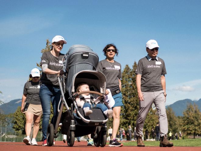 A group of people walking at Burnaby's Walk with your Doc event