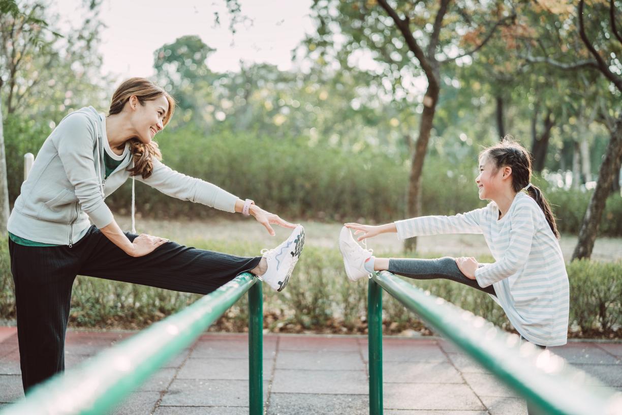 Mom and daughter exercise