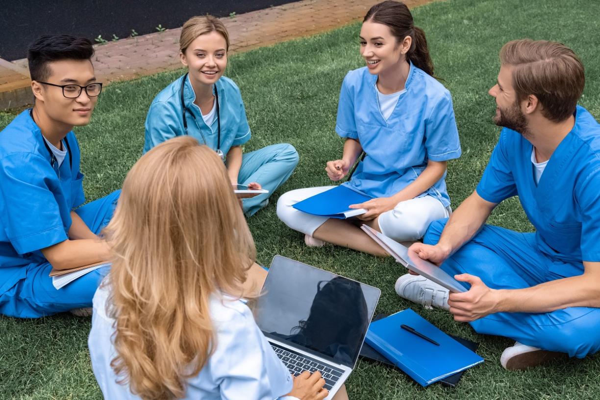 A group of medical residents speaking 